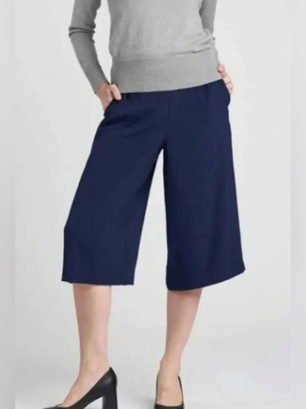 Universal Standard Elvo Plus Size Culotte Shorts | Blue | XL (26-28)